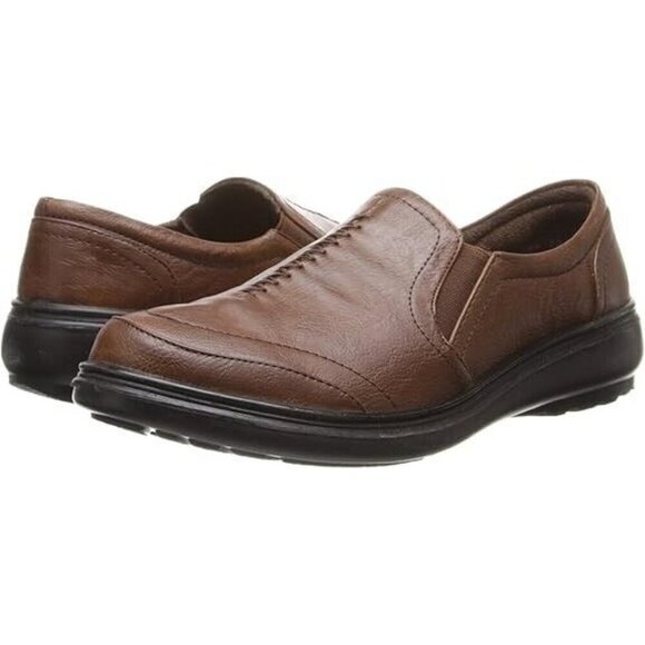 Easy Street Women's Mules Flats Brown Faux Leather Ultimate Slip Ons NEW 5 M - Picture 1 of 5